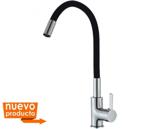 llave mezcladora de cocina economica meer monterrey mayoreo color negro cromo cuello flexible mzm8106F