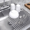 Escurridor de rejilla enrollable silicon y cromo para fregadero de cocina roll up kitchen drying rack