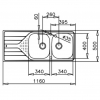 UNIVERSE 80 T-XP 2B 1D Teka fregadero de empotre 2 tinas y escurridor acero inoxidable