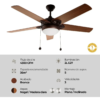 Ventilador De Techo 52 Bronce 40w 5 Aspas Reversible 2 Luces